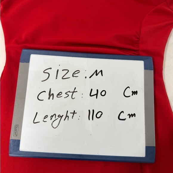 Women's Front Drape Slant Sheath Dress Pull On Long Sleeve Round Neck Maxi Red M - Picture 9 of 9